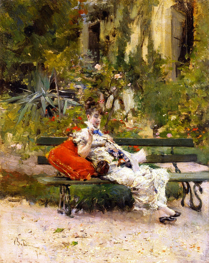 Berthe syr i trädgården - Giovanni Boldini