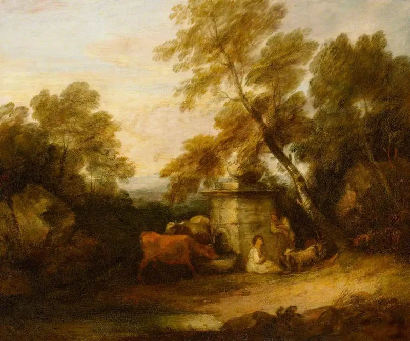 Boskap vid en fontän - Thomas Gainsborough