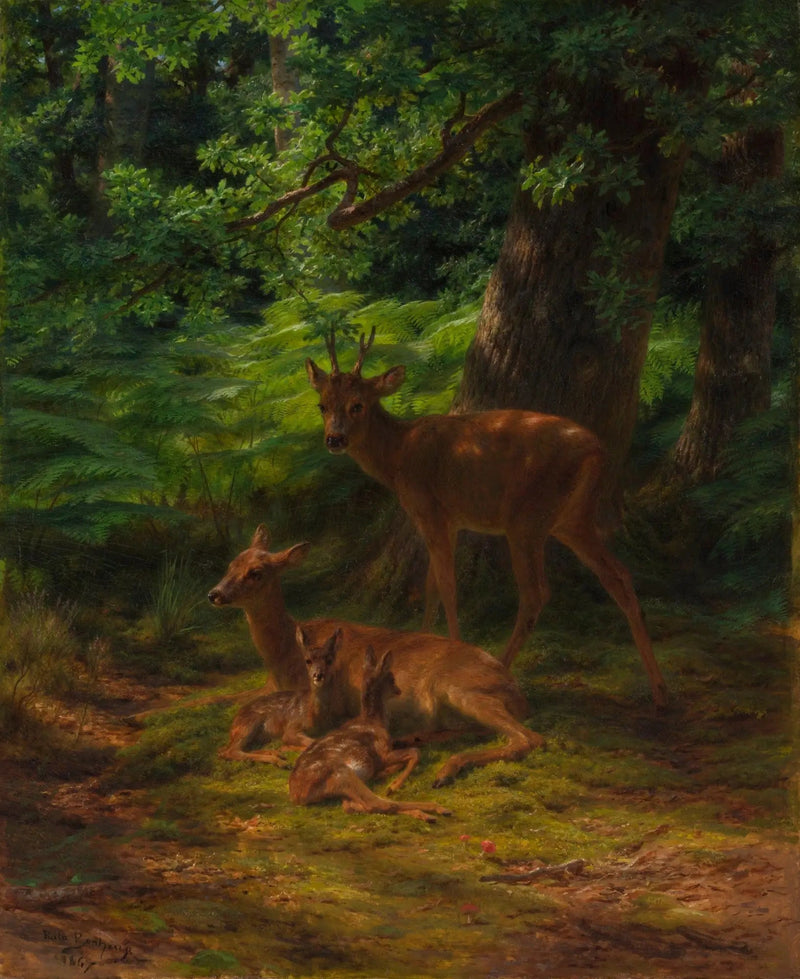 Hindar och hjort i vila - Rosa Bonheur