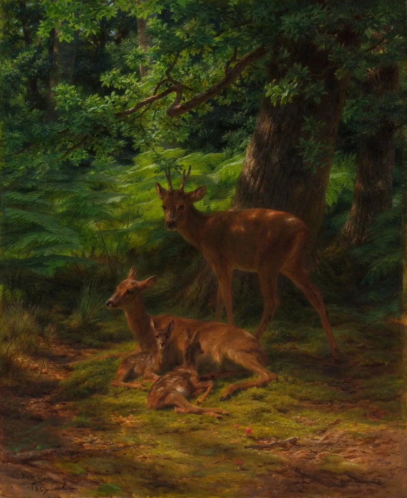 Hindar och hjort i vila - Rosa Bonheur