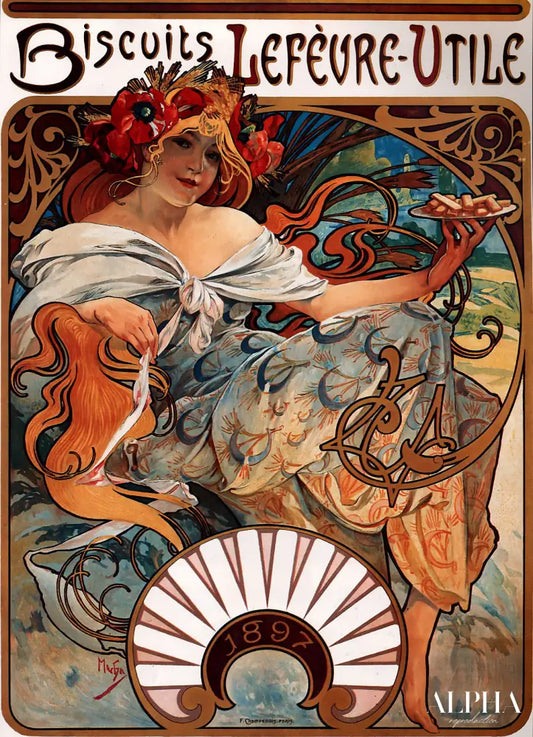 Biscuits Lefèvre-Utile - Mucha - Reproductions de tableaux et peintures haut de gamme