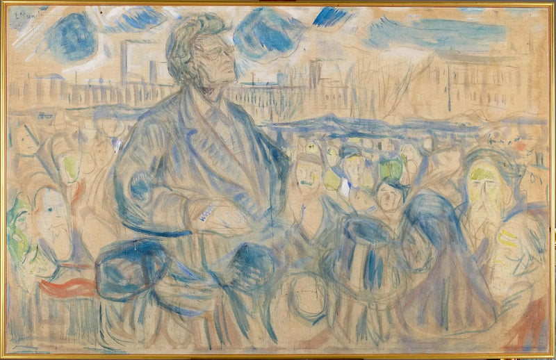 Bjørnstjerne Bjørnson talar till folket - Edvard Munch