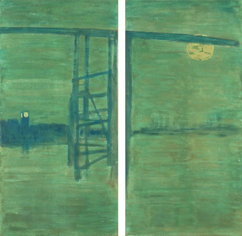 Blått och silver: skärm, med den gamla Battersea-bron - James Abbott McNeill Whistler