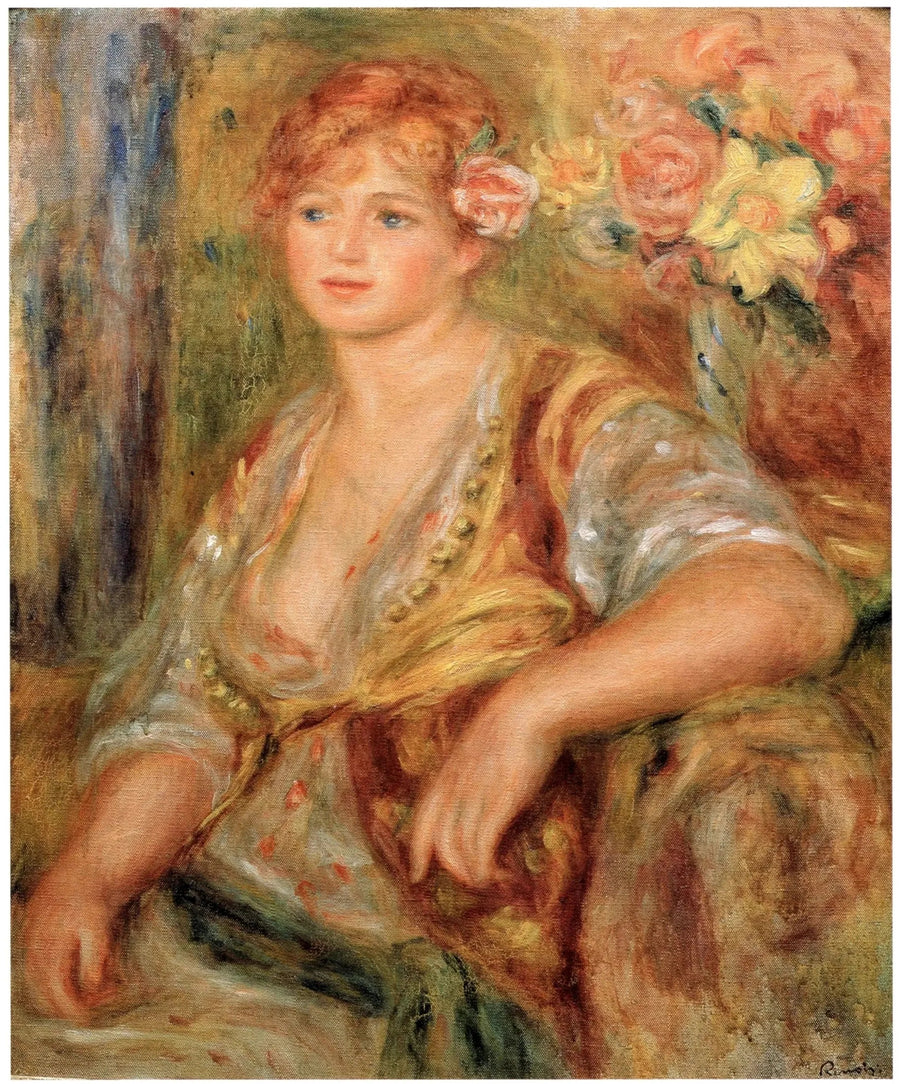 Blondin med ros - Pierre-Auguste Renoir