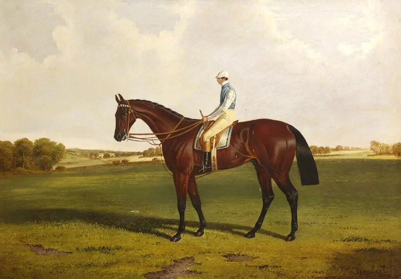 Bloomsbury med S. Templeman Up, i ägarens och tränarens färger, W. Ridsdale - John Frederick Herring, Sr.