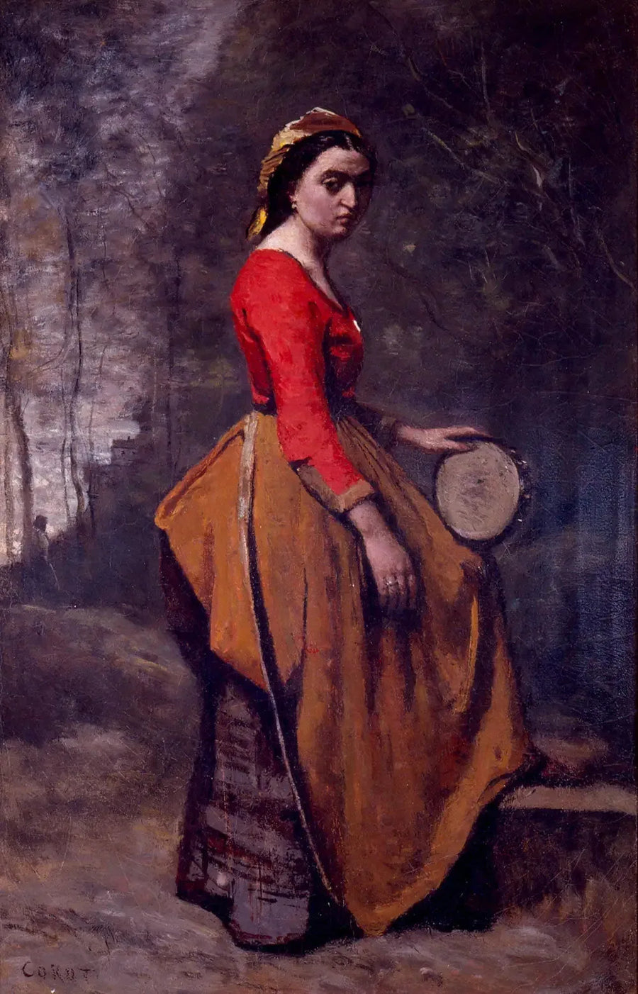 Bohémiska med tamburin - Jean-Baptiste Camille Corot