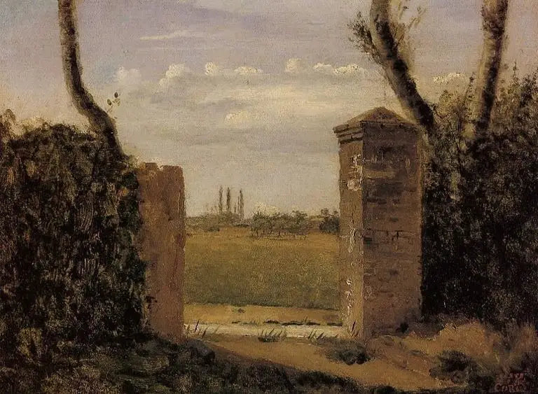 Bois-Guillaume, nära Rouen, port med två pelare - Jean-Baptiste Camille Corot