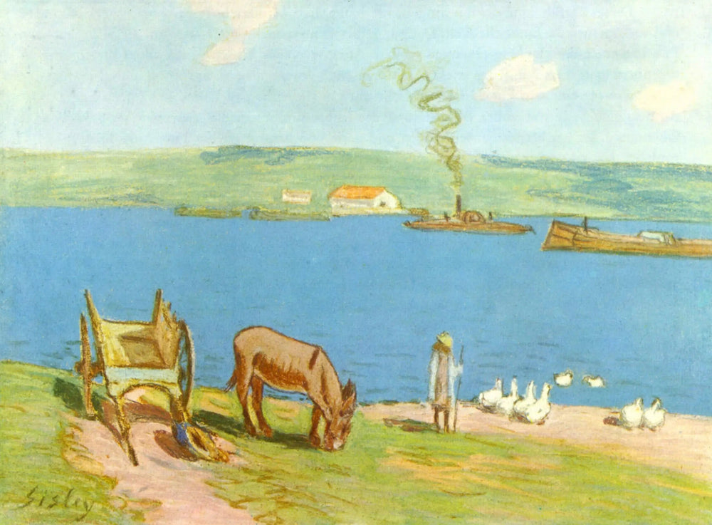 bord de la rivière - Alfred Sisley image 1 reproduction artisanale de tableau