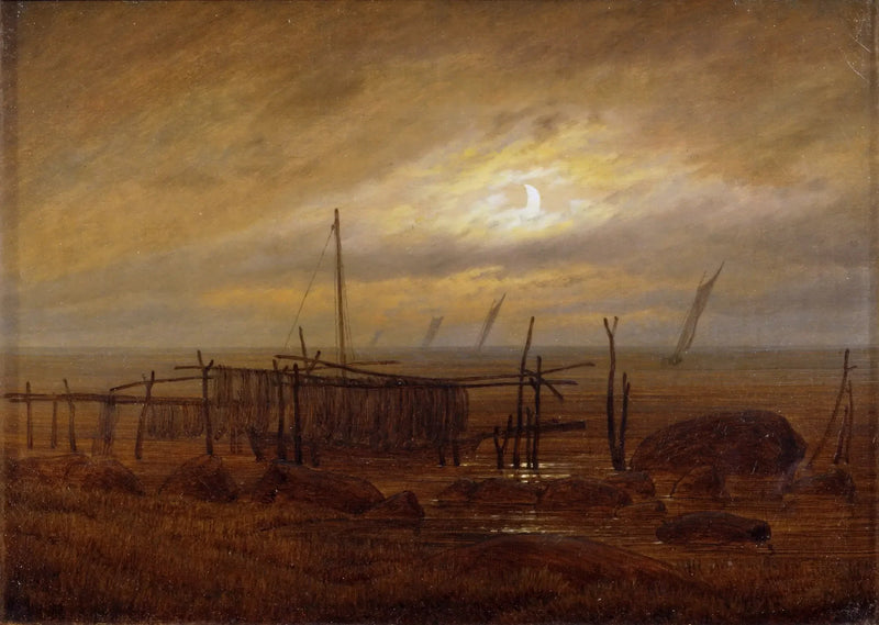 Havskust vid månsken - Caspar David Friedrich
