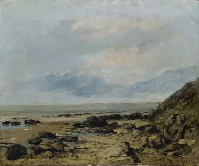 Sjölandskap med klippor - Gustave Courbet