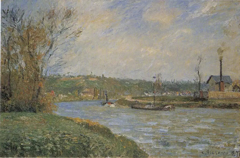 Oise-stranden nära Pontoise - Camille Pissarro