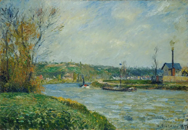 Oise-stranden nära Pontoise - Camille Pissarro