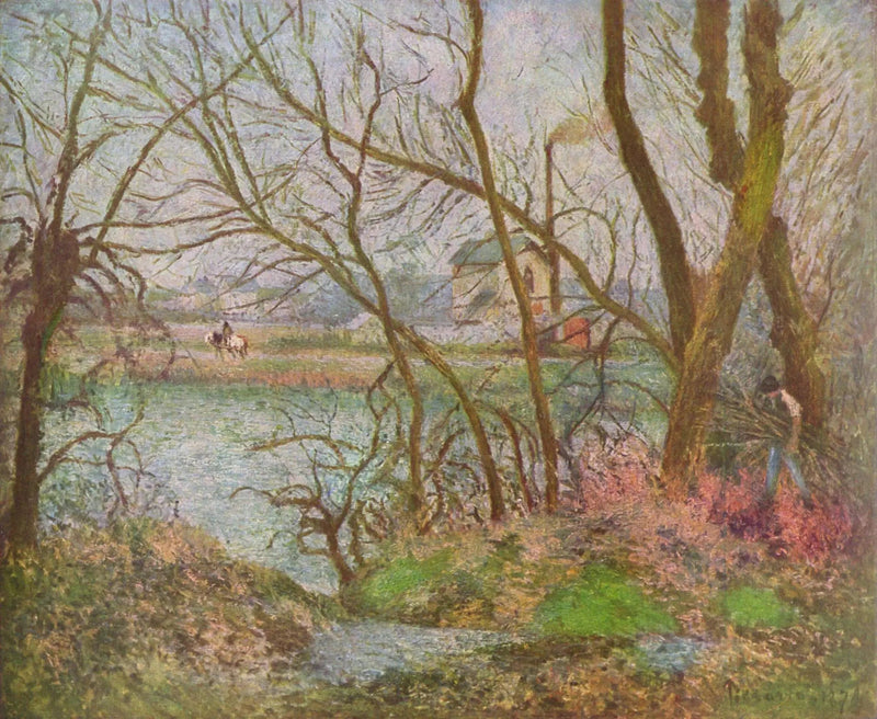 Oise-stranden, nära Pontoise, grått väder - Camille Pissarro