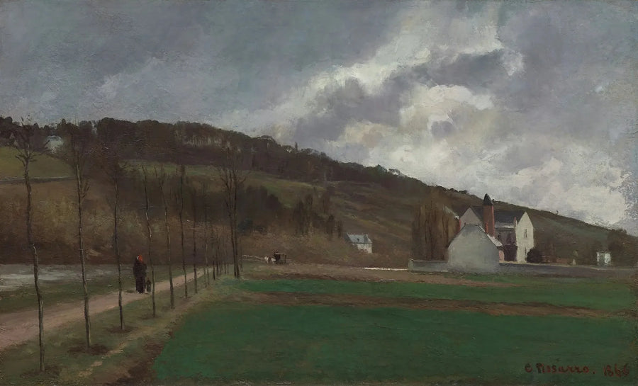 Marne-stranden på vintern - Camille Pissarro