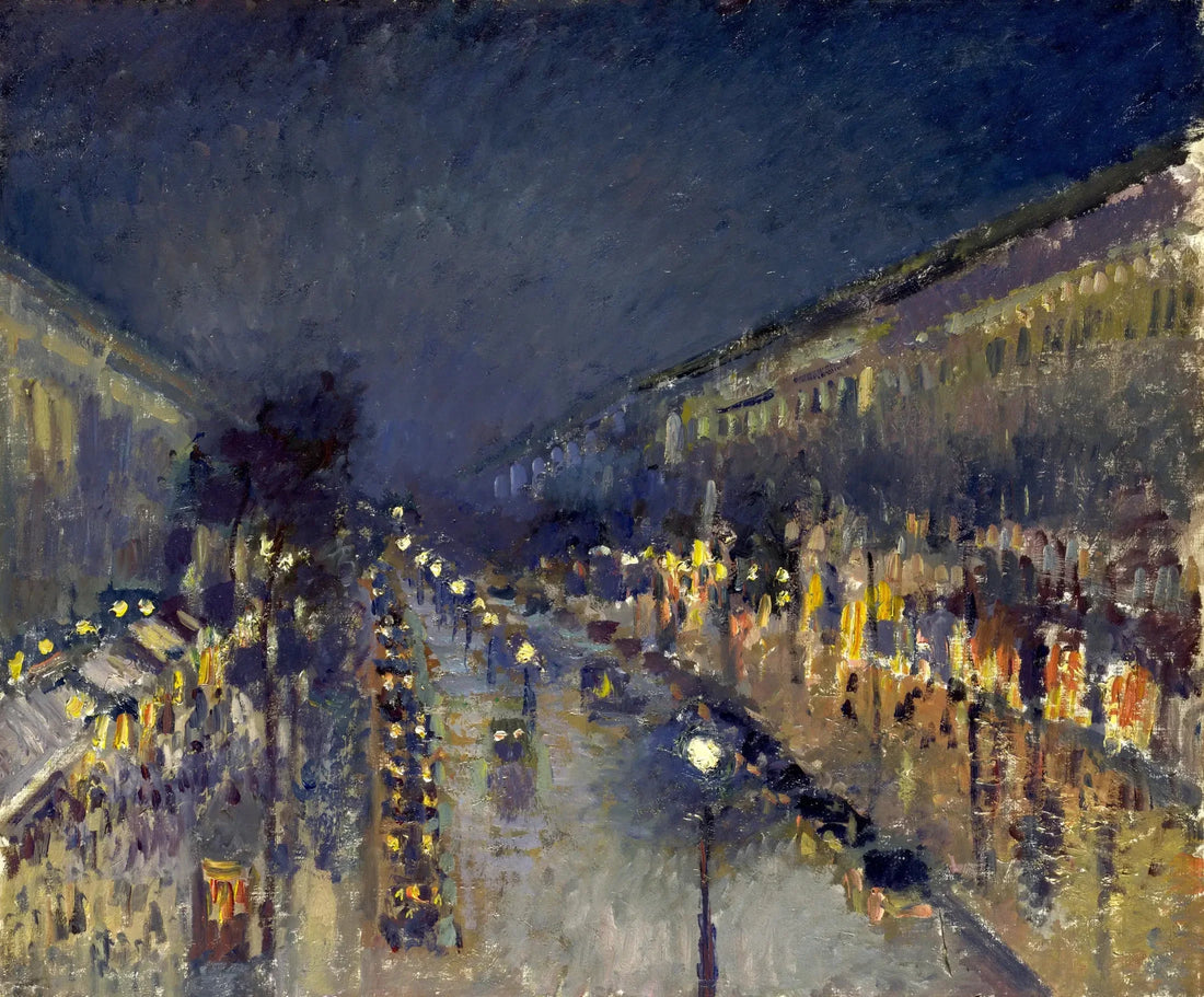 Boulevard Montmartre på natten - Camille Pissarro
