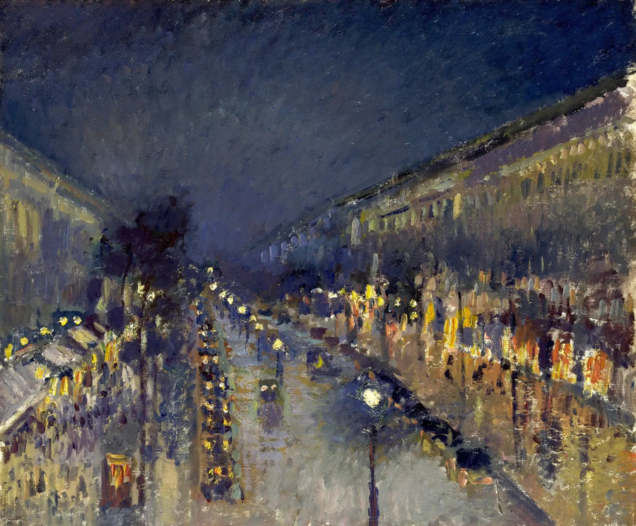 Boulevard Montmartre på natten - Camille Pissarro