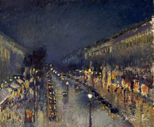 Boulevard Montmartre, Effet de nuit - Camille Pissarro - Reproductions de tableaux et peintures haut de gamme