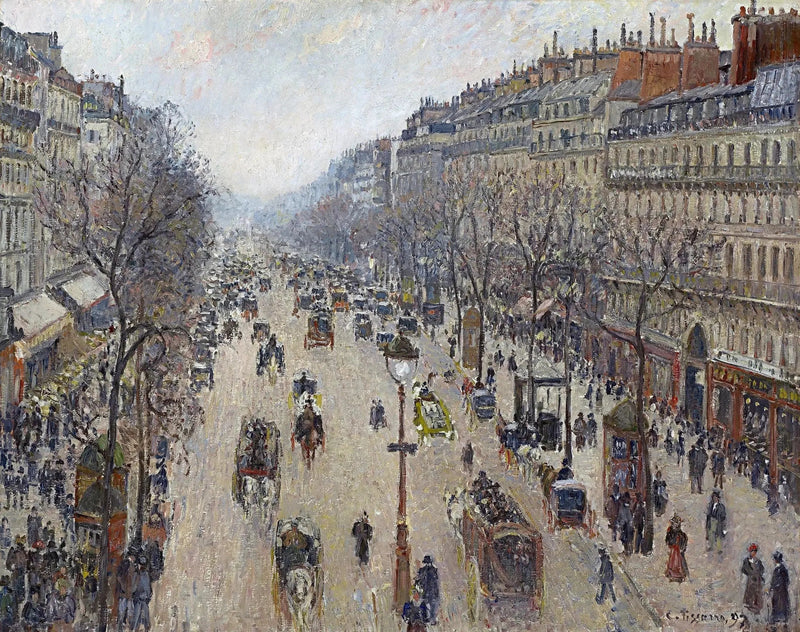 Boulevard Montmartre, morgon, grått väder - Camille Pissarro