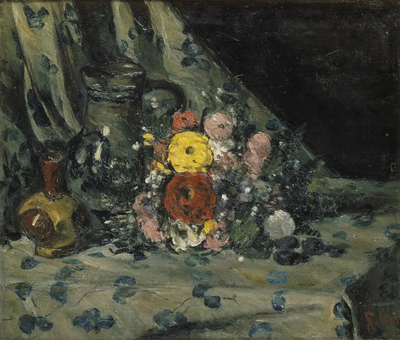 Bukett med gul dahlia - Paul Cézanne