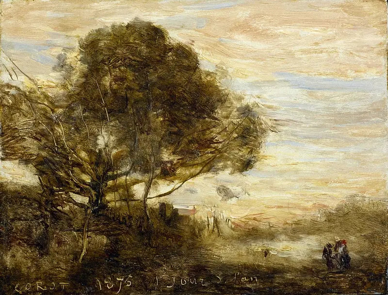 Trädbukett vid vattnet - Jean-Baptiste Camille Corot