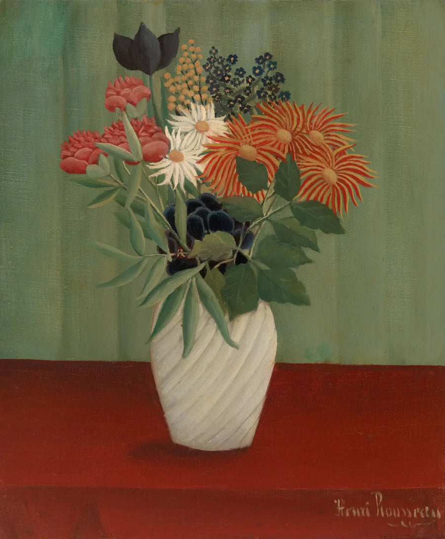 Blomsterbukett med prästkragar och tokyo - Henri Rousseau