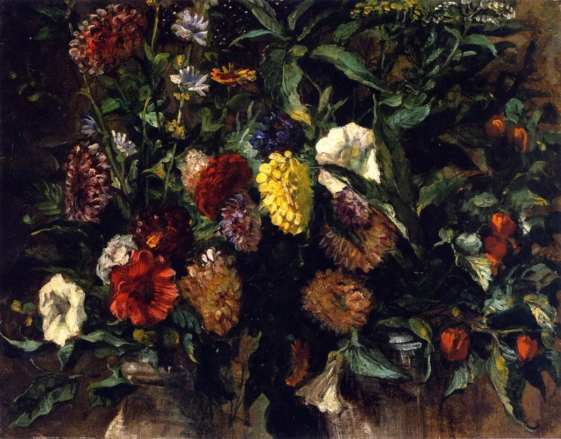 Blomsterbukett i en vas - Eugène Delacroix