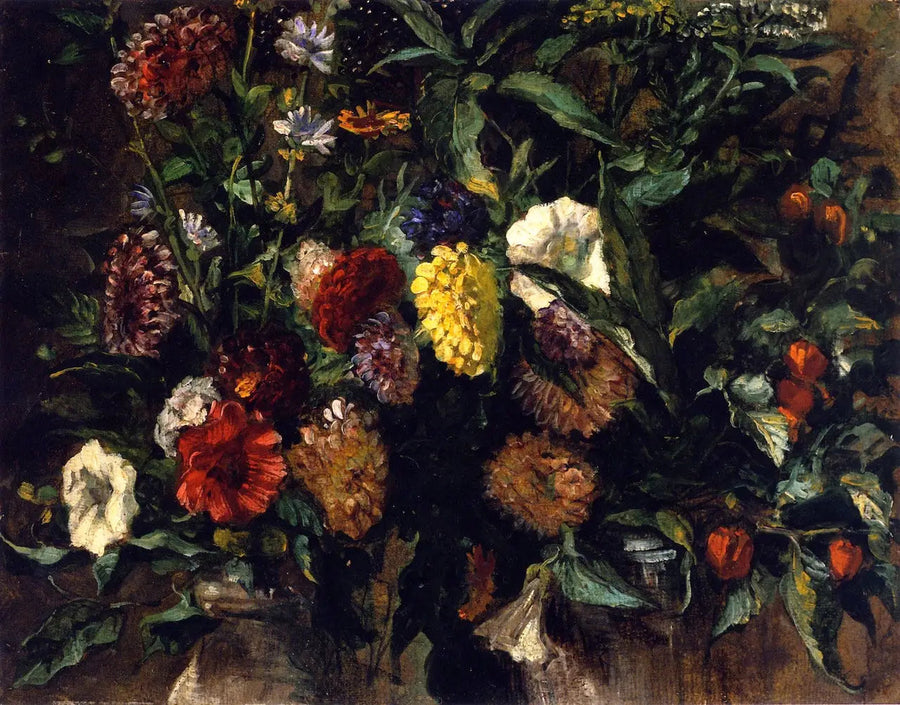 Blomsterbukett i en vas - Eugène Delacroix