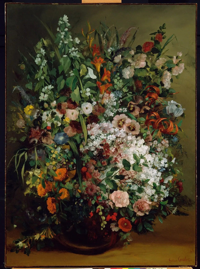 Blomsterbukett i vas - Gustave Courbet