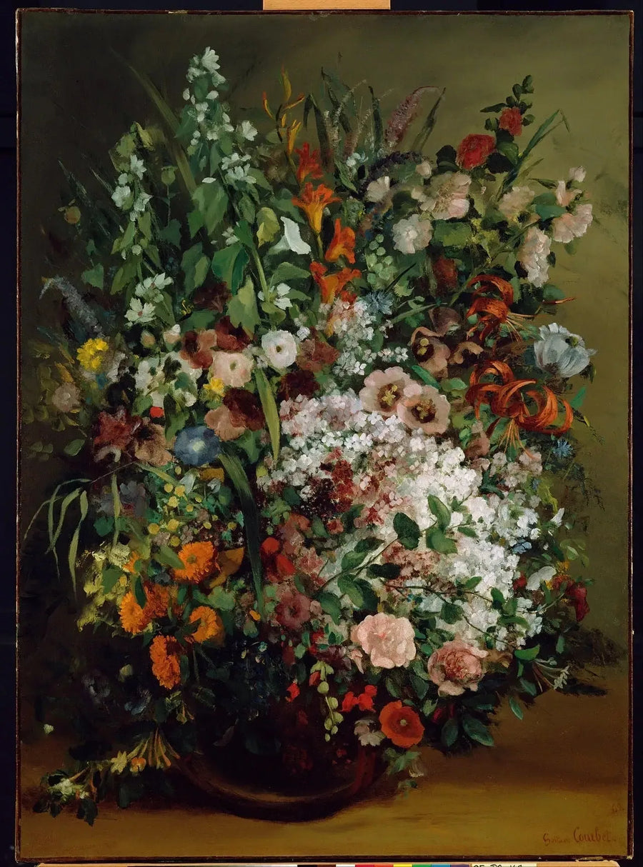Blomsterbukett i vas - Gustave Courbet