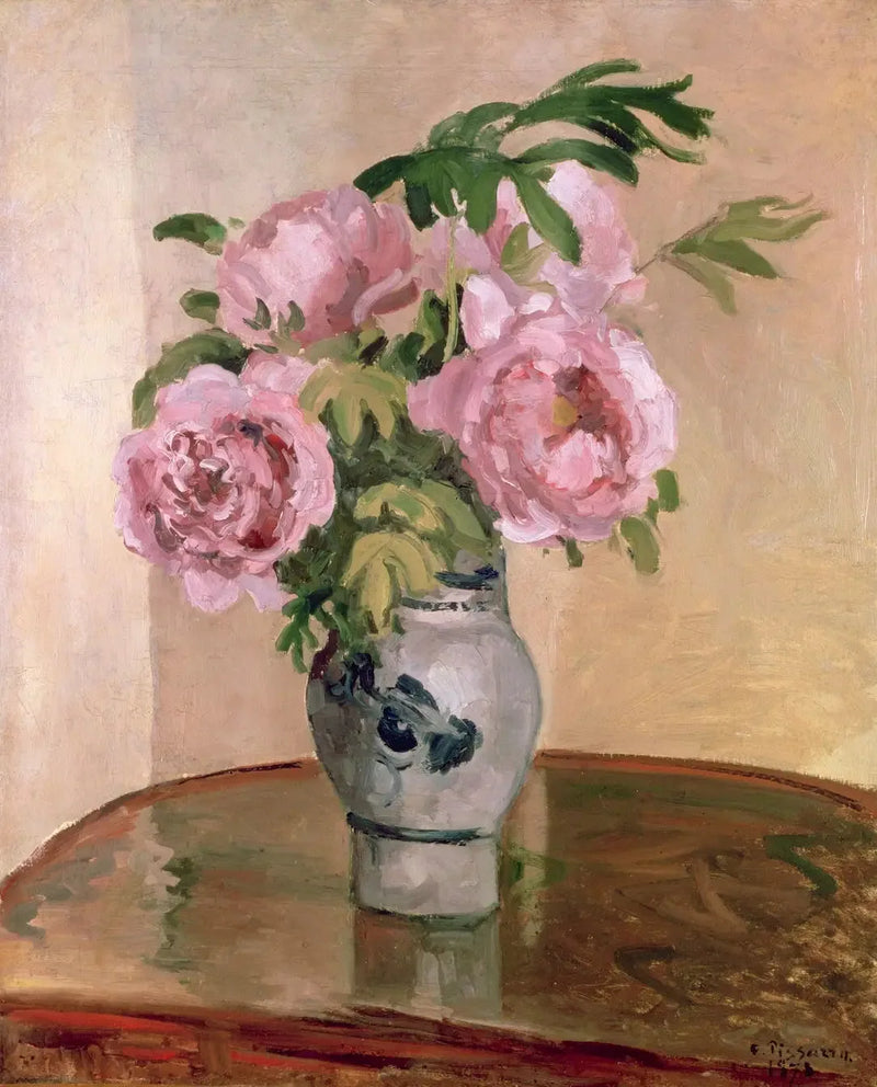 Bukett av rosa pioner - Camille Pissarro