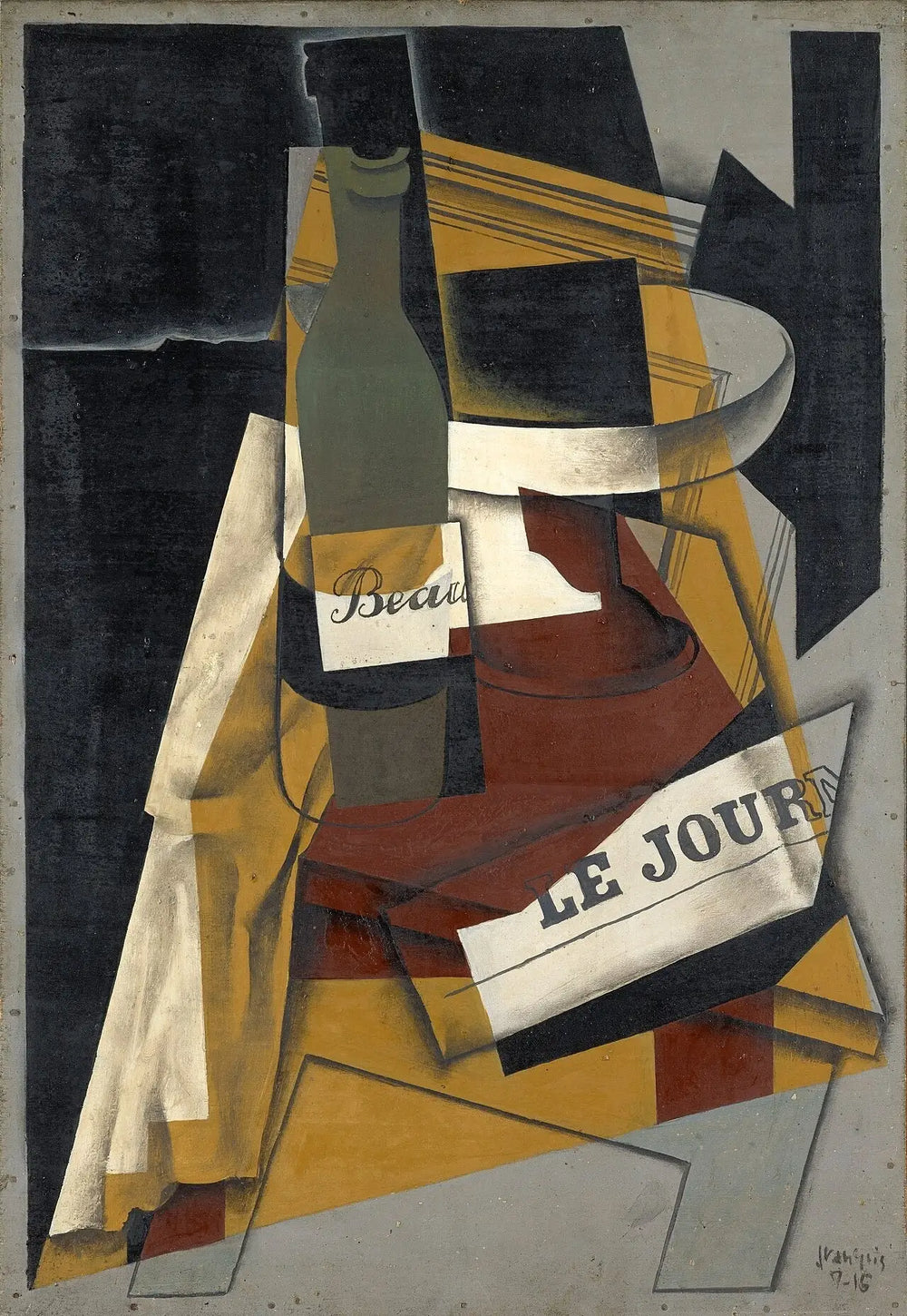 Bouteille et compotier (Bouteille journal et compotier) - Juan Gris - Alpha Reproduction