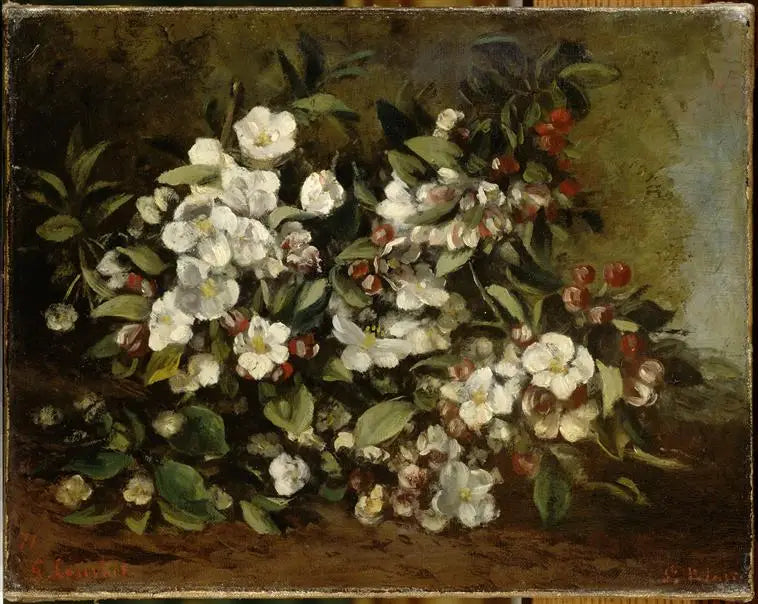 Äppelblommande äppelgren - Gustave Courbet
