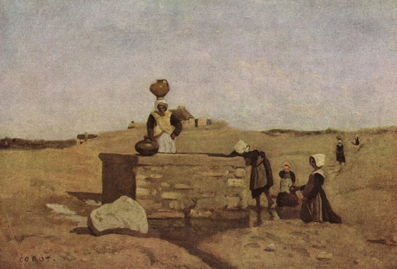 Bretoner vid fontänen - Jean-Baptiste Camille Corot