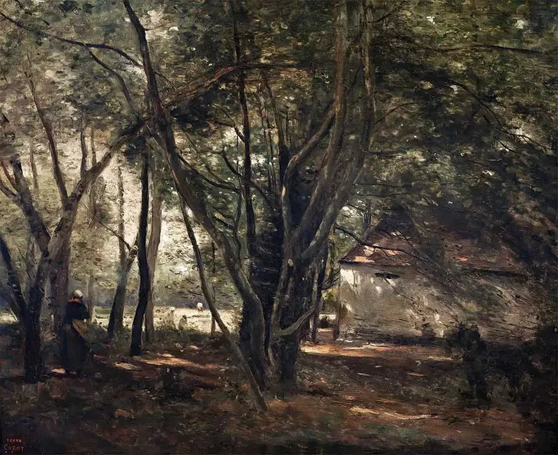 Brunoy, grön allé nära gården - Jean-Baptiste Camille Corot