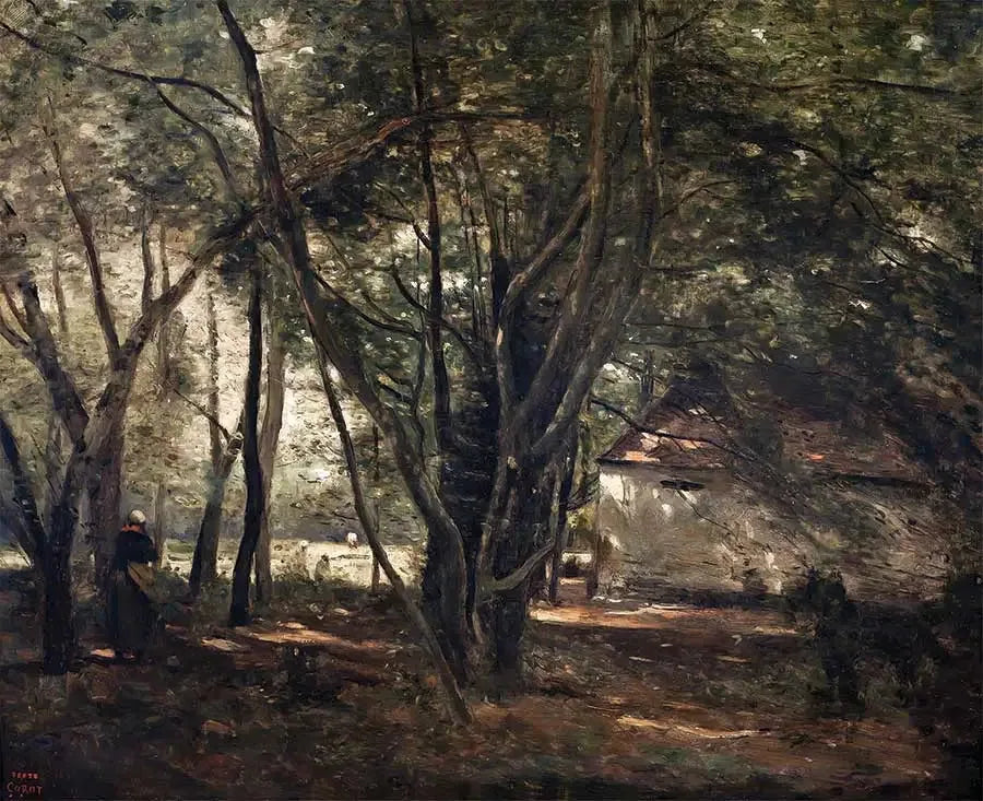 Brunoy, grön allé nära gården - Jean-Baptiste Camille Corot