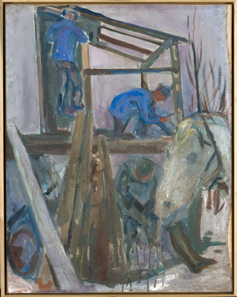 Skogsarbetare i arbete på studiohuset - Edvard Munch