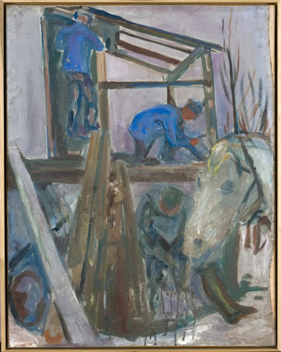 Skogsarbetare i arbete på studiohuset - Edvard Munch