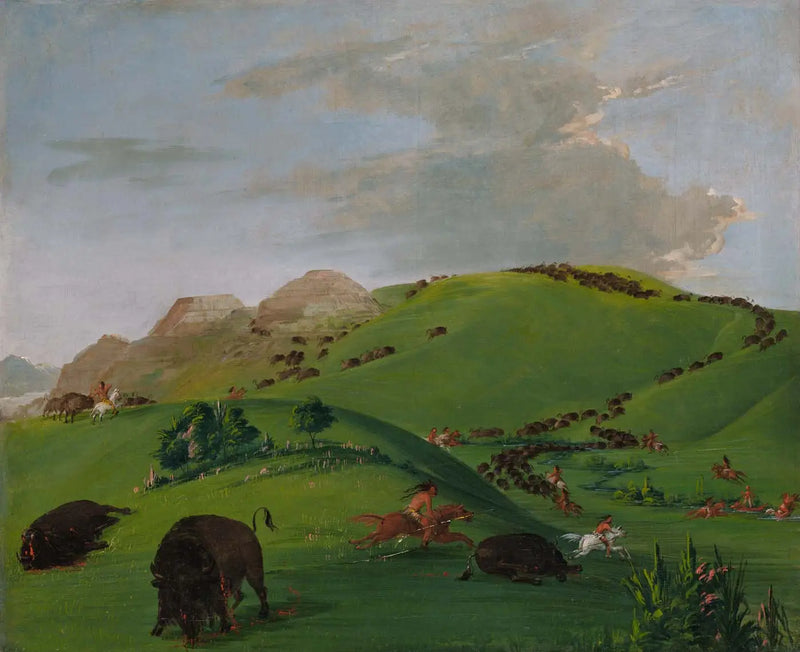 Buffalo Chase, vid Yellowstone - George Catlin