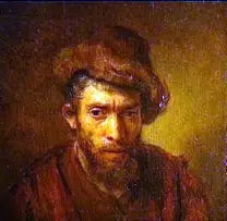 Manlig byst med en pälsmössa - Rembrandt