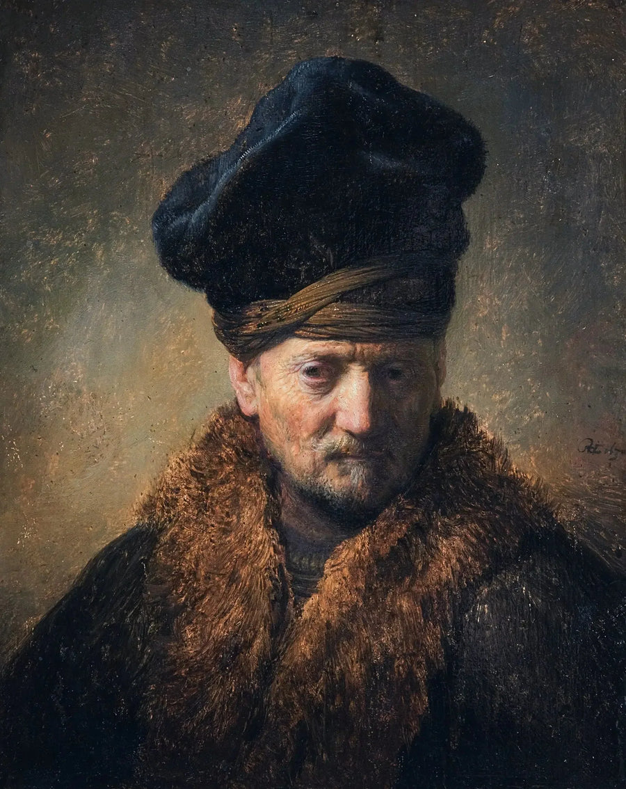 Byst av en gammal man med en pälsmössa - Rembrandt