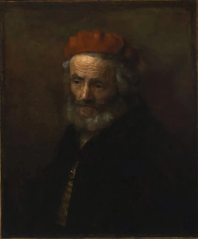 Byst av en gammal man med en röd hatt - Rembrandt