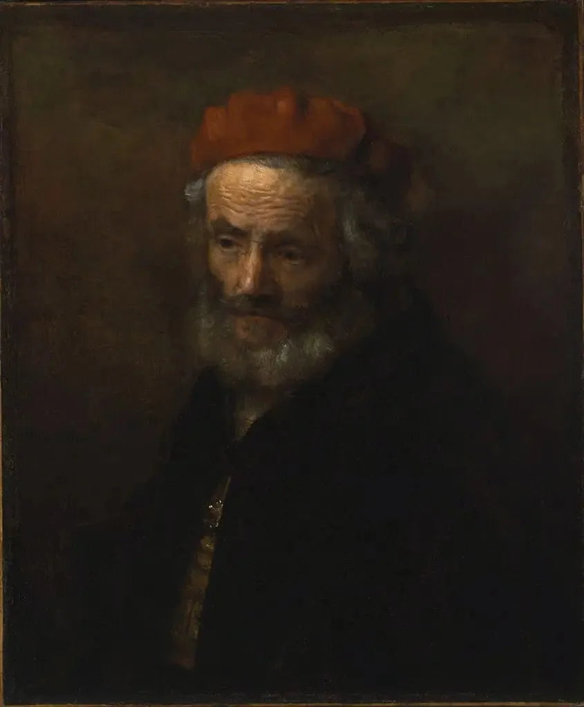 Byst av en gammal man med en röd hatt - Rembrandt