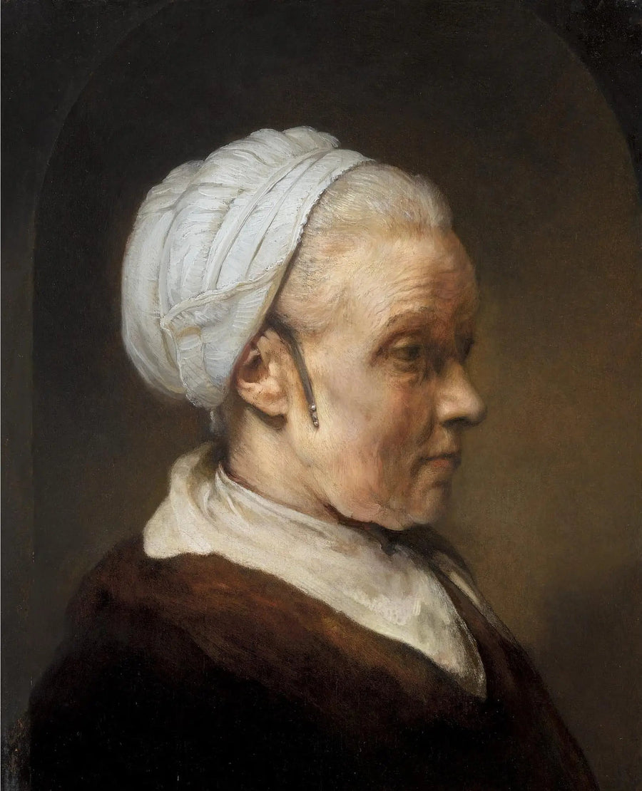 Byst av en gammal kvinna med vit mössa - Rembrandt
