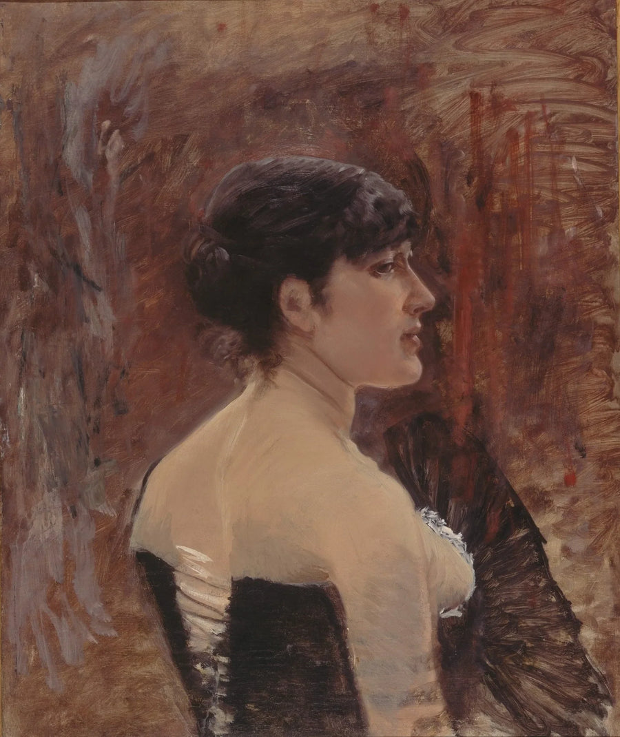 Kvinnobyst med fan - Giuseppe De Nittis