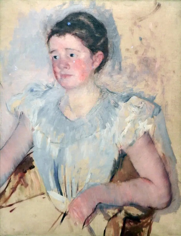 Byst av kvinna i vit blus - Mary Cassatt