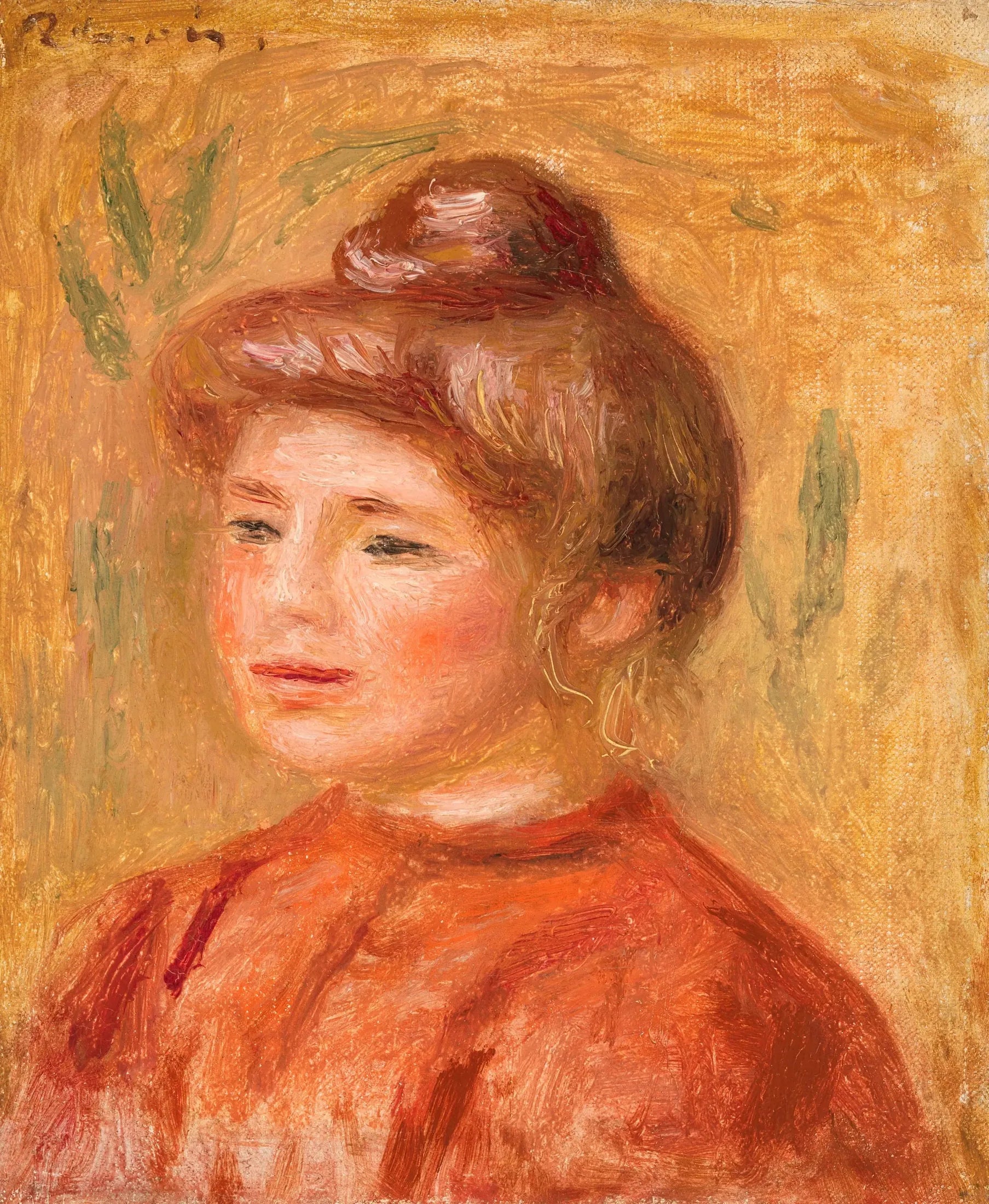 Buste de femme en rouge - Pierre-Auguste Renoir image 1 copie peinte à la main à l’huile