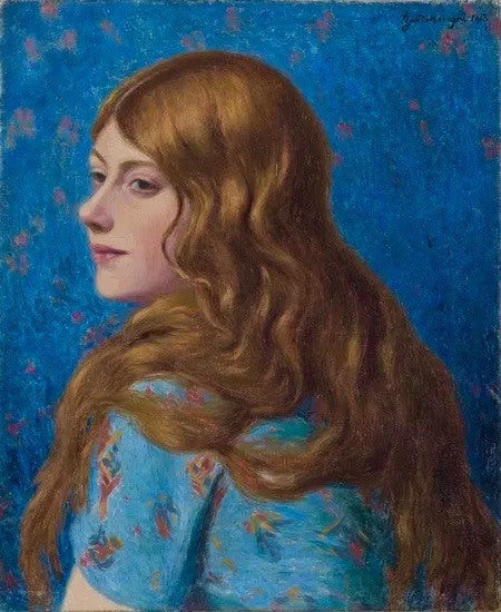 Rödhuvad kvinobyst av profil - Federico Zandomeneghi