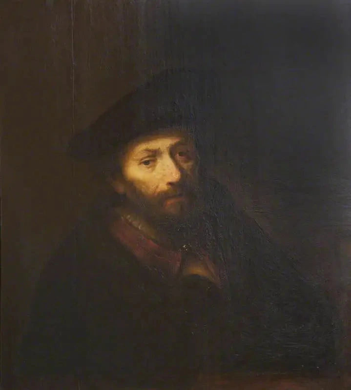 Manlig byst med skägg och basker - Rembrandt