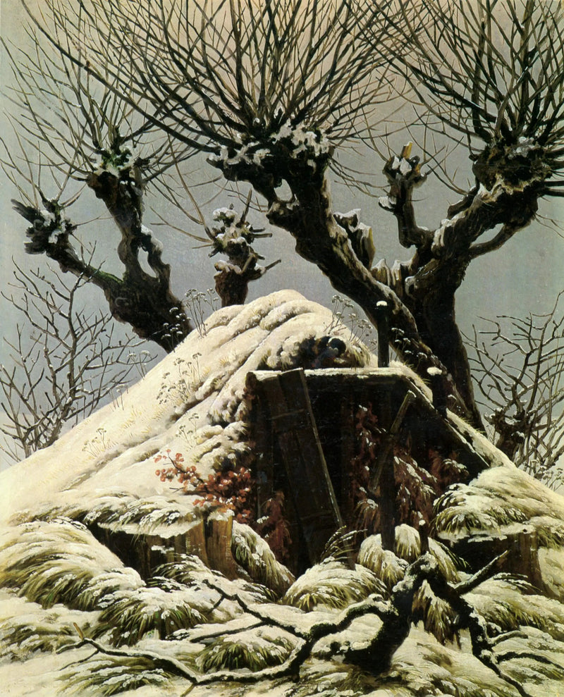 Stuga under snön - Caspar David Friedrich
