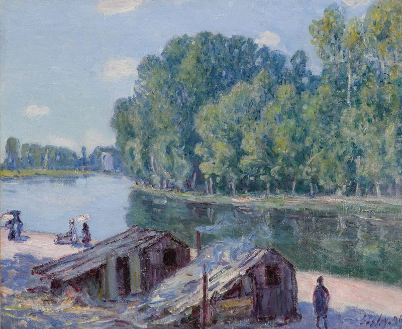 Stugor vid kanalen Loing, Solskenseffekt - Alfred Sisley